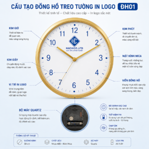 Đồng hồ treo tường in logo