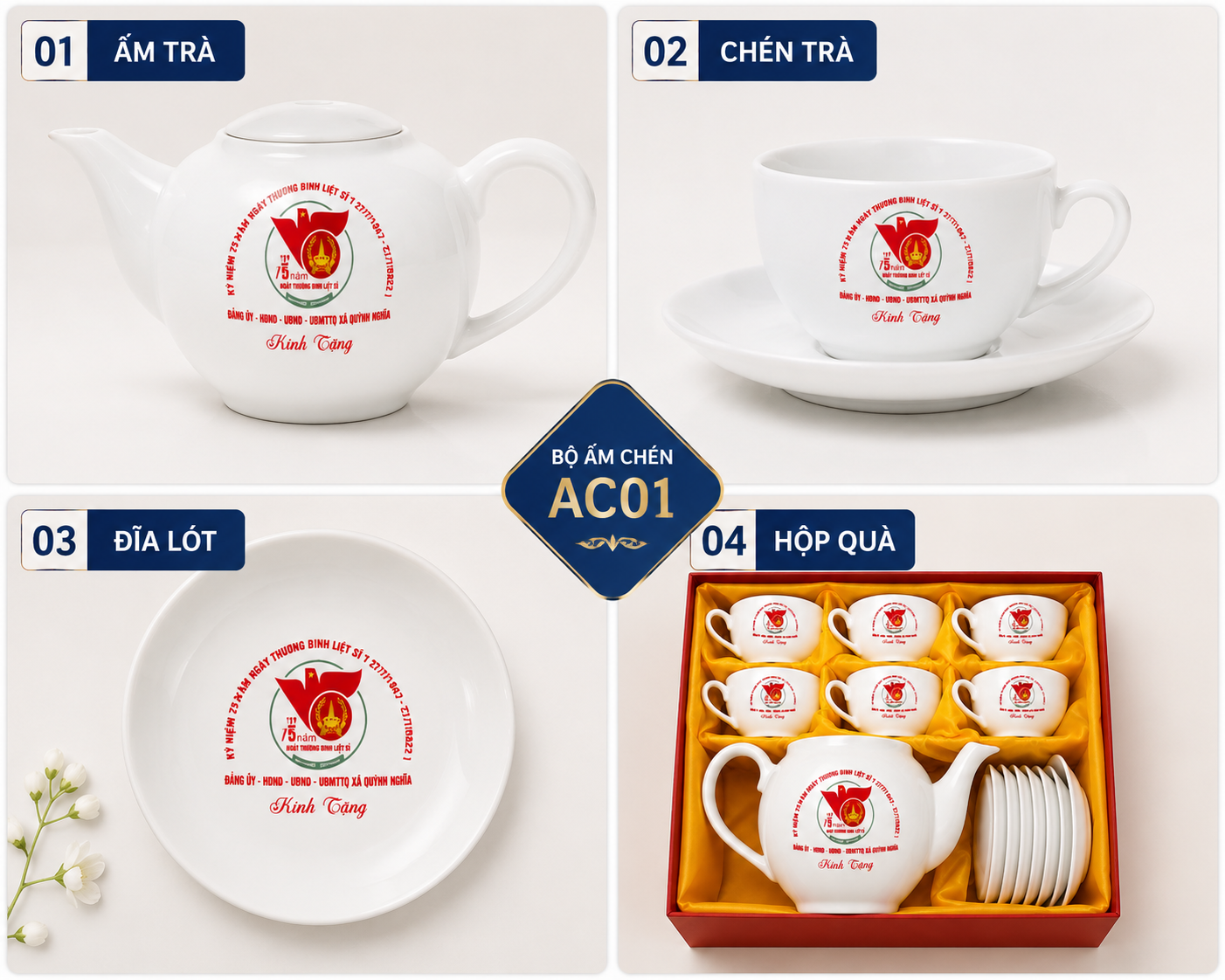 Bộ Ấm Chén In Logo Theo Yêu Cầu AC01 | Quà Tặng Doanh Nghiệp Sang Trọng - Image 2
