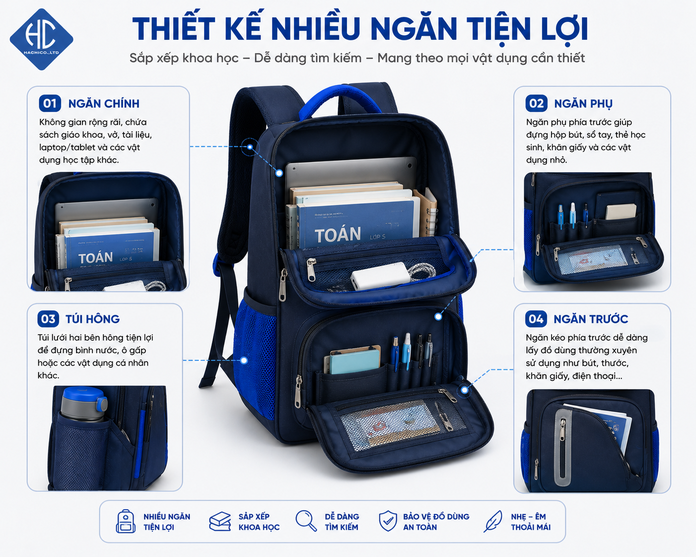 Balo Chống Gù In Logo Theo Yêu Cầu CG02 - Thiết Kế Hiện Đại, Đồng Hành Cùng Học Sinh Và Nâng Tầm Hình Ảnh Thương Hiệu - Image 4