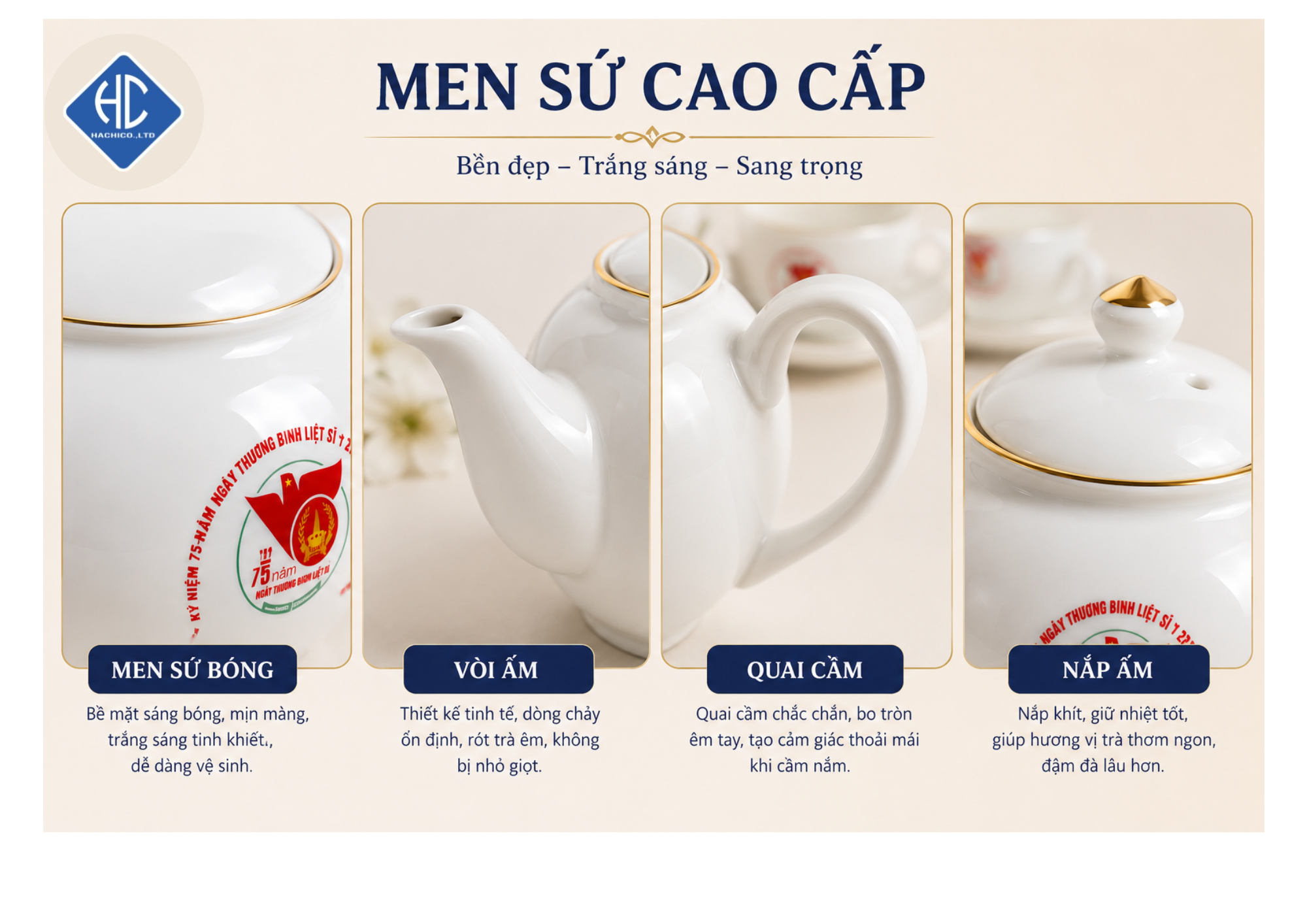 Bộ Ấm Chén In Logo Theo Yêu Cầu AC01 | Quà Tặng Doanh Nghiệp Sang Trọng - Image 5