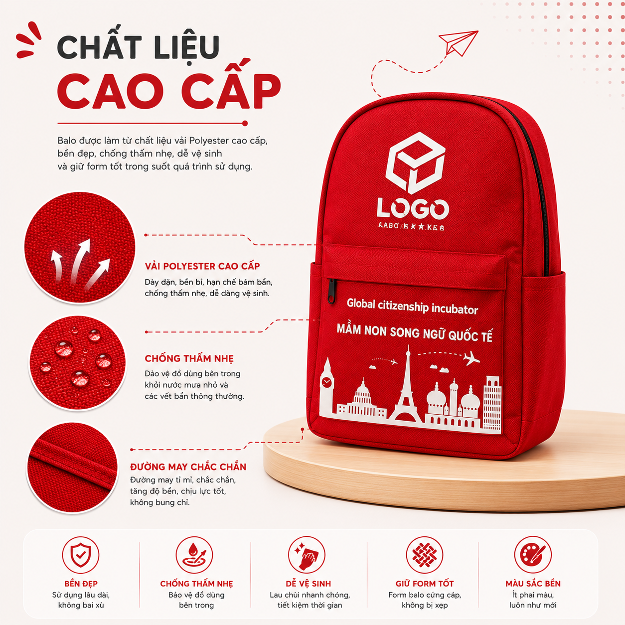 Balo Học Sinh HS01 - Balo Học Sinh Theo Yêu Cầu In Logo Trường Học - Image 5
