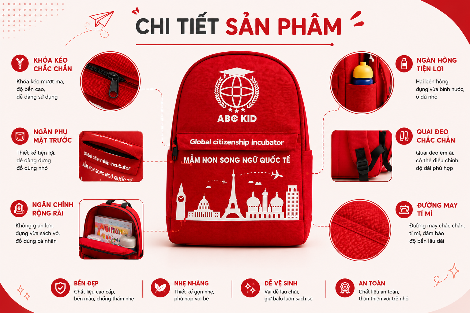 Balo Học Sinh HS01 - Balo Học Sinh Theo Yêu Cầu In Logo Trường Học - Image 4