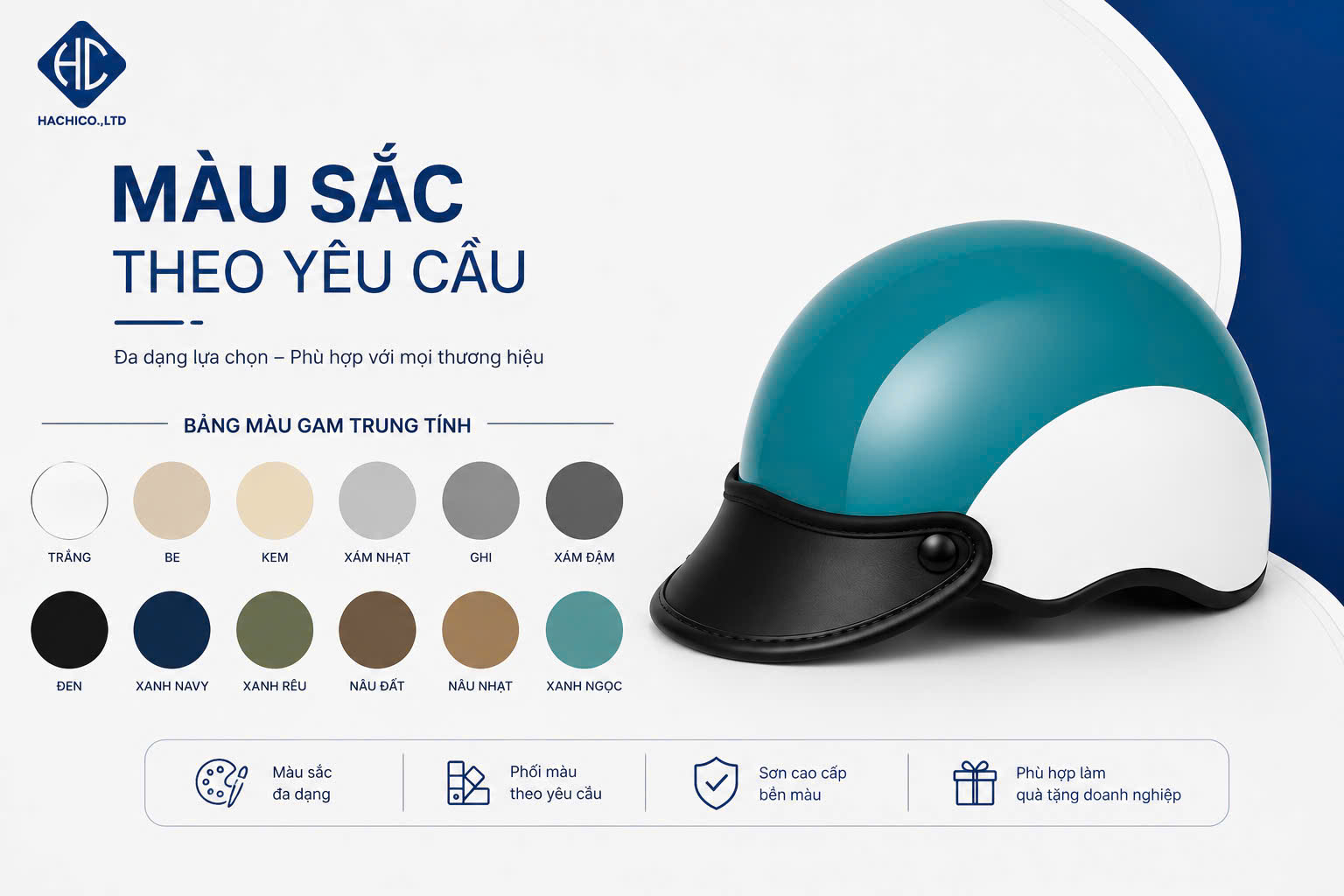 Mũ Bảo Hiểm Nửa Đầu In Logo Dáng Con Sò NBH1205 - Image 5