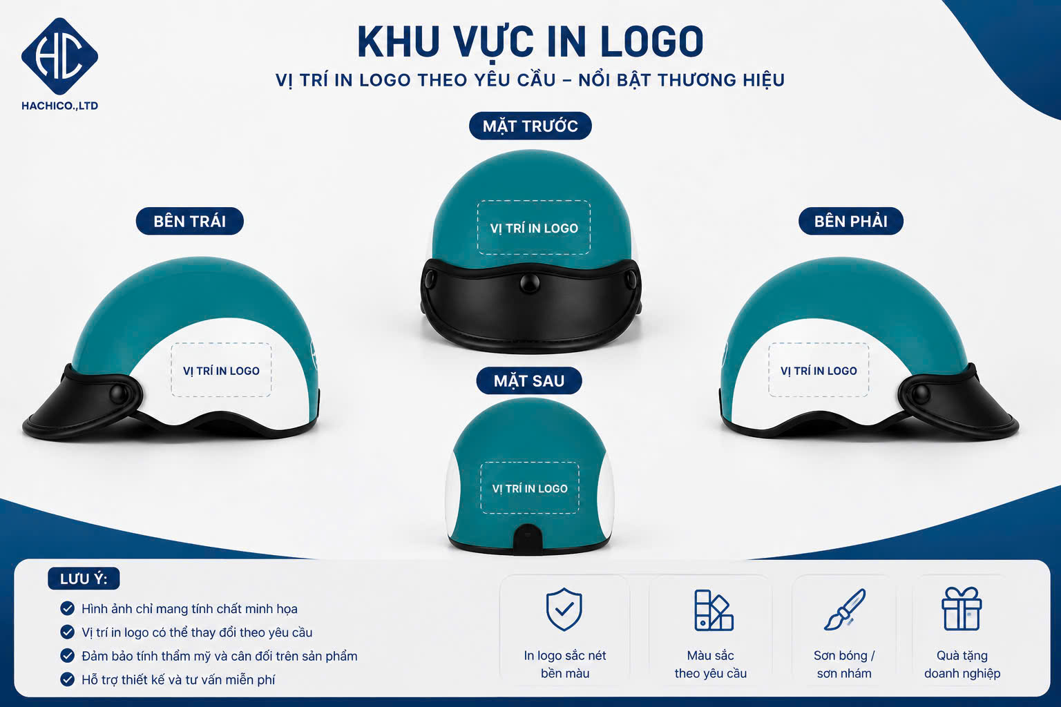 Mũ Bảo Hiểm Nửa Đầu In Logo Dáng Con Sò NBH1205 - Image 3