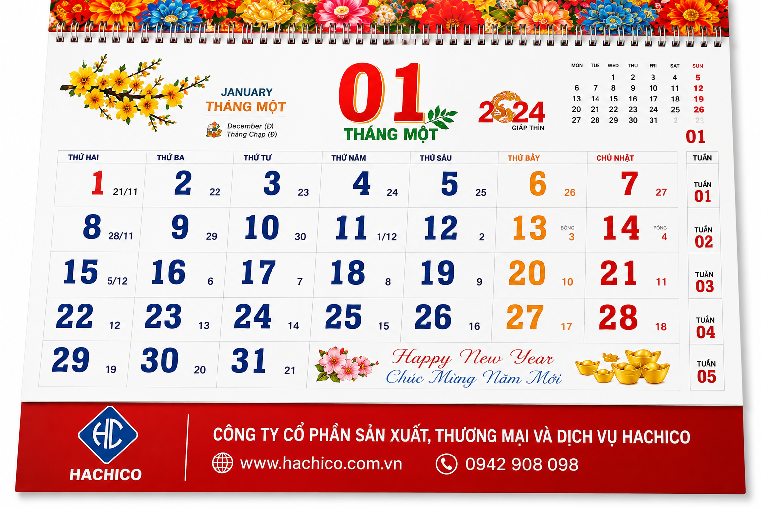 Lịch Treo Tường Theo Yêu Cầu LT02 | In Logo Doanh Nghiệp Sang Trọng, Quảng Bá Thương Hiệu Hiệu Quả - Image 3