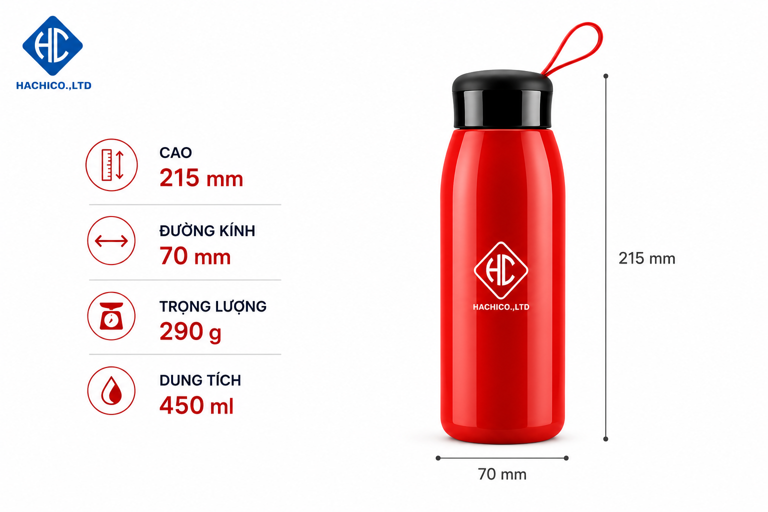 Bình Giữ Nhiệt In Logo Doanh Nghiệp Quai Xách GN02 | Quà Tặng Thương Hiệu Cao Cấp - Image 3