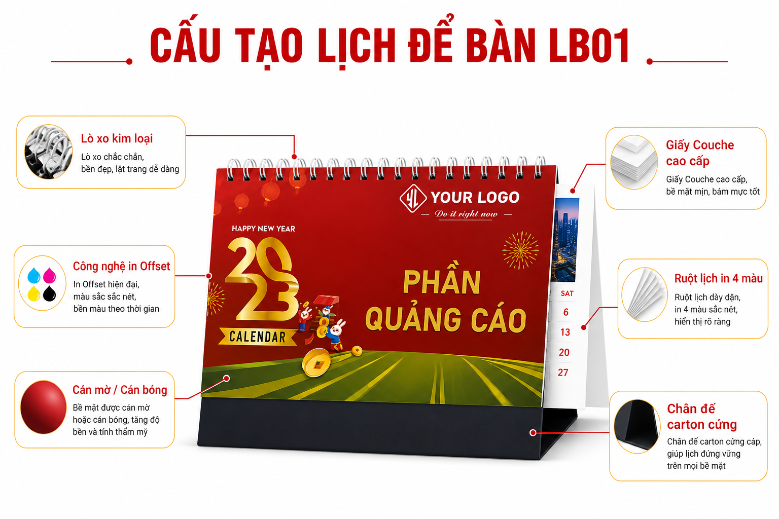 lịch để bàn in logo