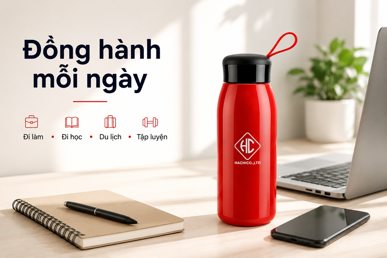 Bình Giữ Nhiệt In Logo Doanh Nghiệp Quai Xách GN02 | Quà Tặng Thương Hiệu Cao Cấp - Image 2
